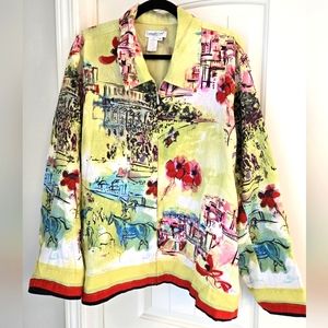 Vintage Coldwater Creek Linen Jacket, Zip Front, 2X